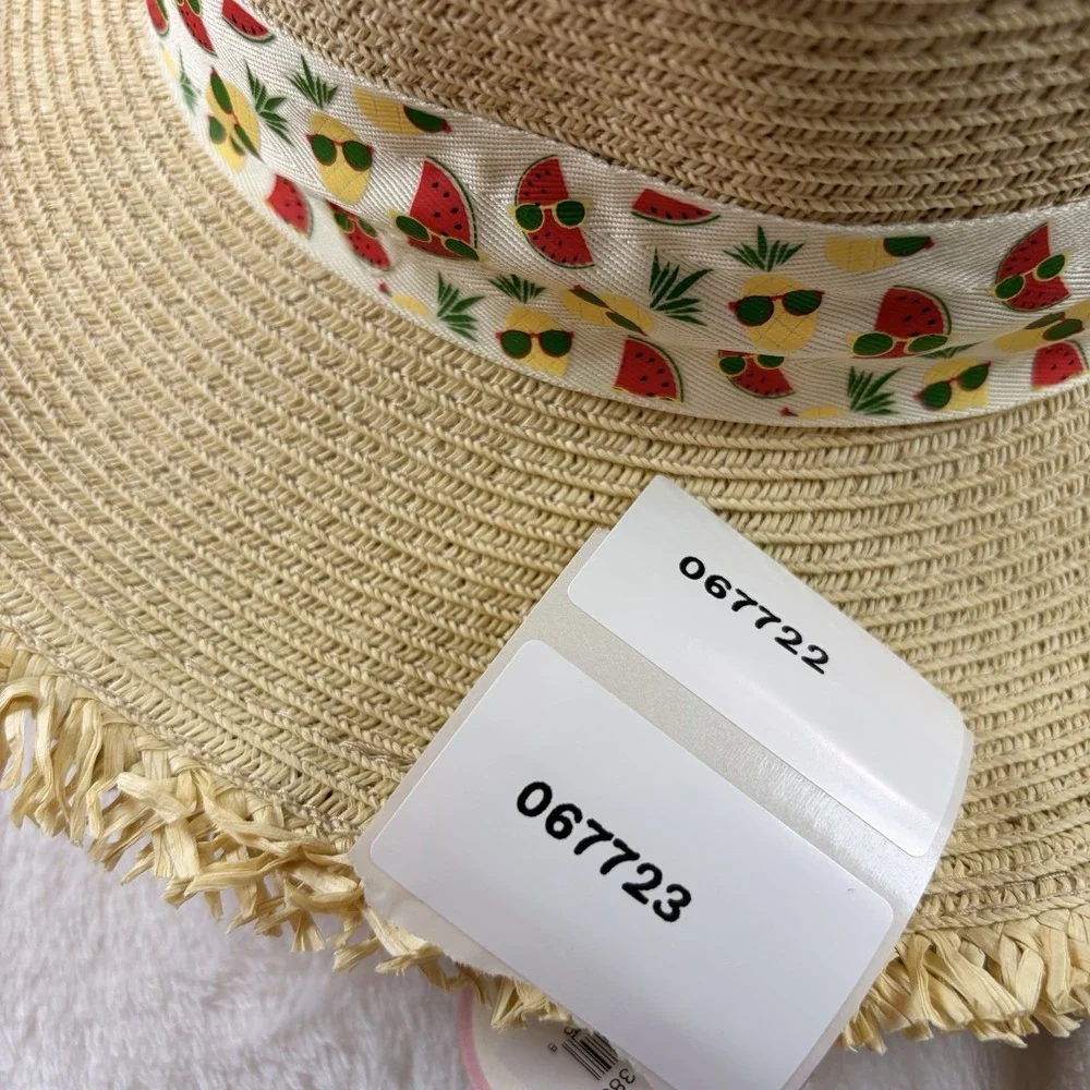 Sunny Dayz Sun N Sand Kids Straw Sun Hat Frayed Brim Fruit Band HK 383 Coastal